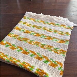 Vibrant Crochet Blanket with Yellow and Green Stripes